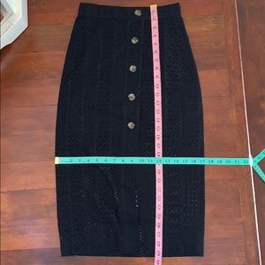 & Other Stories Black Eyelet Button-Front Midi Pencil Skirt